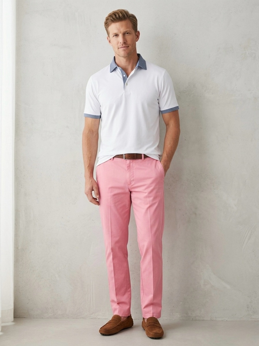 Peter Millar Mens 36 Soft Touch Twill Chino Pants Pink Flat Front Golf Luxury